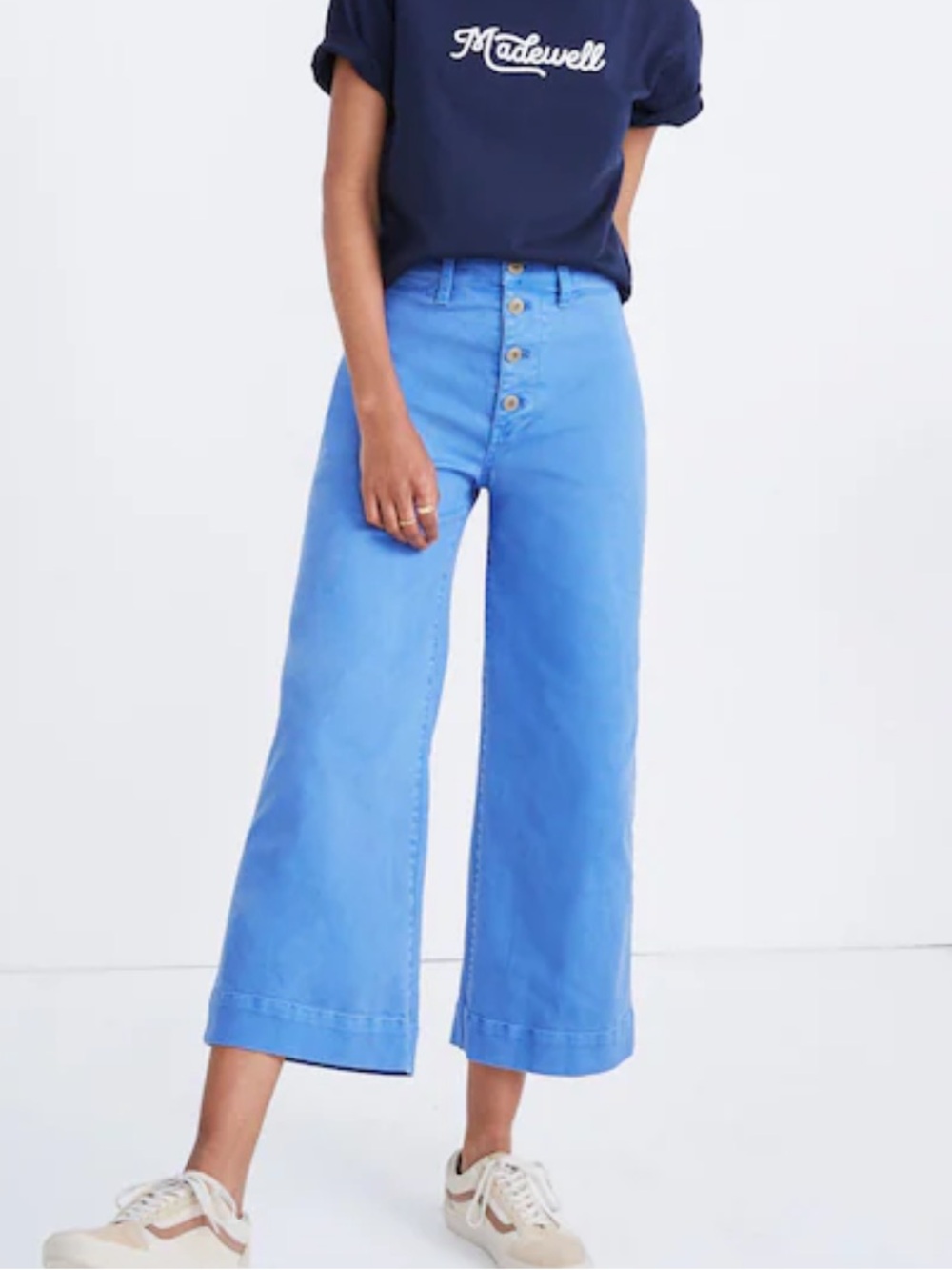 Madewell Emmett Wide-Leg Crop Pants: Button-Front